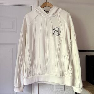 RED SEPTEMBER white logo graphic oversized long sleeve hoodie sweater